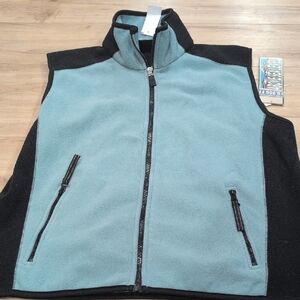 Men's Blue and Black Fleece Vest